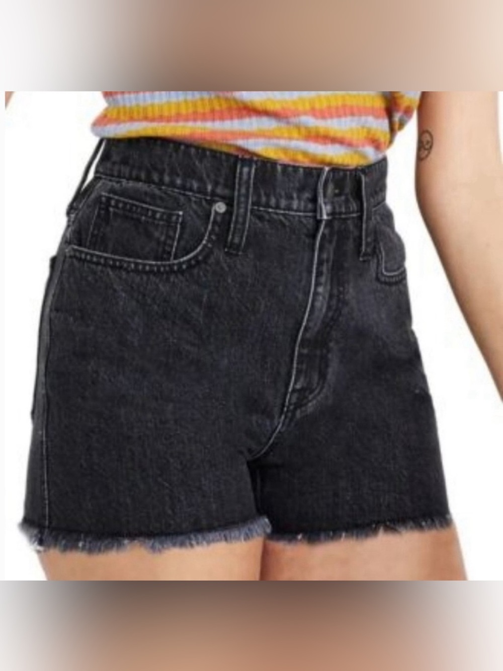 Madewell- The Perfect Jean Short in High-Rise Black Denim- Women’s Size 26